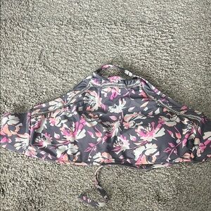 Xhilaration Gray and Pink Floral Bikini Top